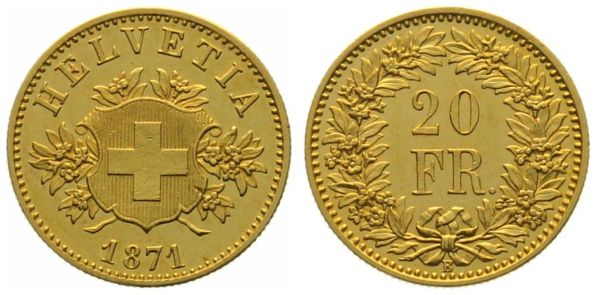 1871 B - 20 Franken - Probe Wappen 1871 B - 20 Franken - Probe Wappen